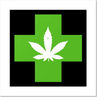 Green Medical Marijuana Cross | Weed Medicine Posters and Art